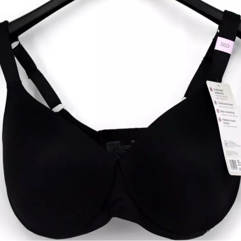 Jockey 3967 Cushion Wire Full Coverage Bra Lined Womens 38D Black NWOT $50